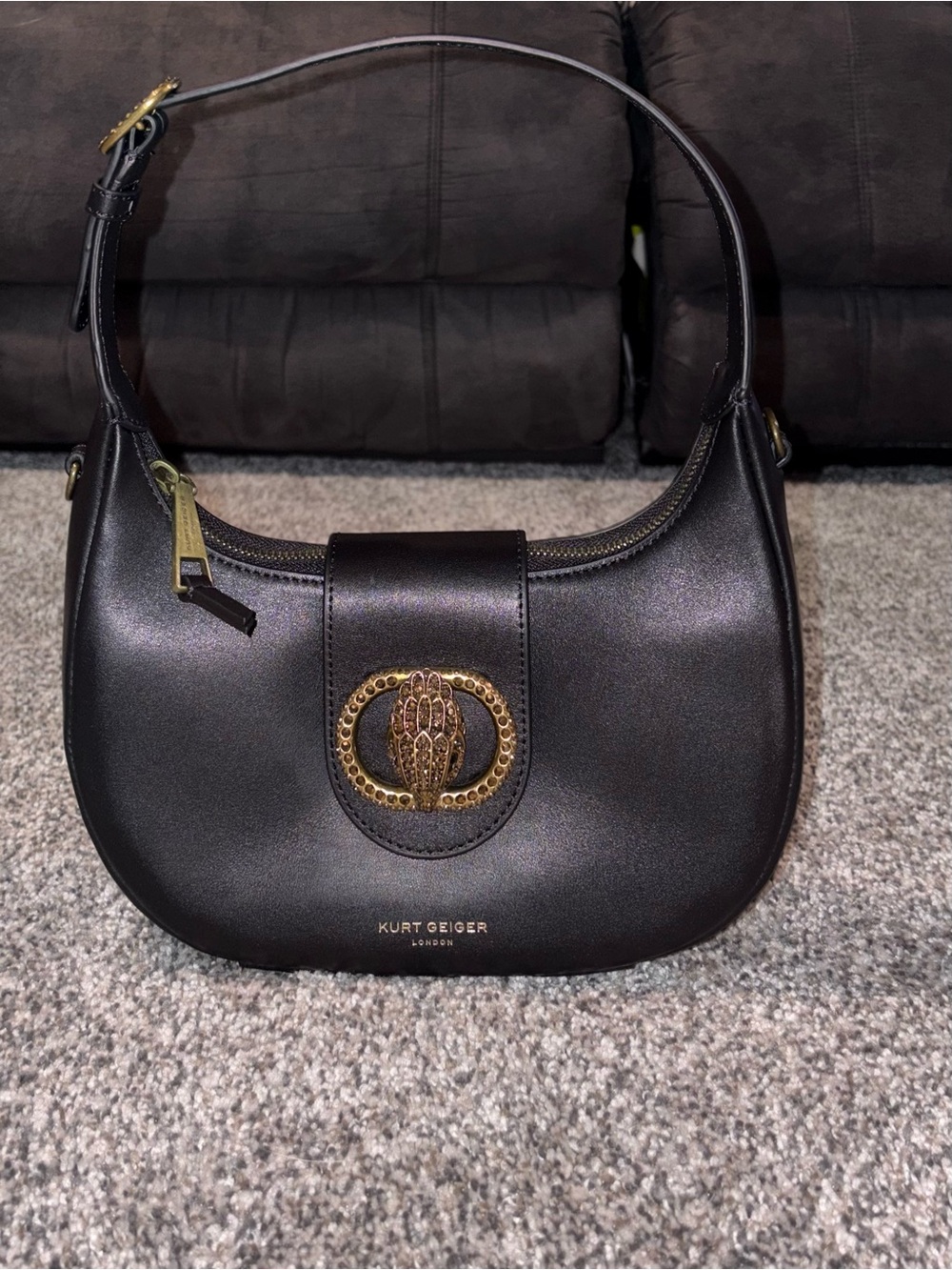 Kurt Geiger Black Leather Chelsea Shoulder Bag